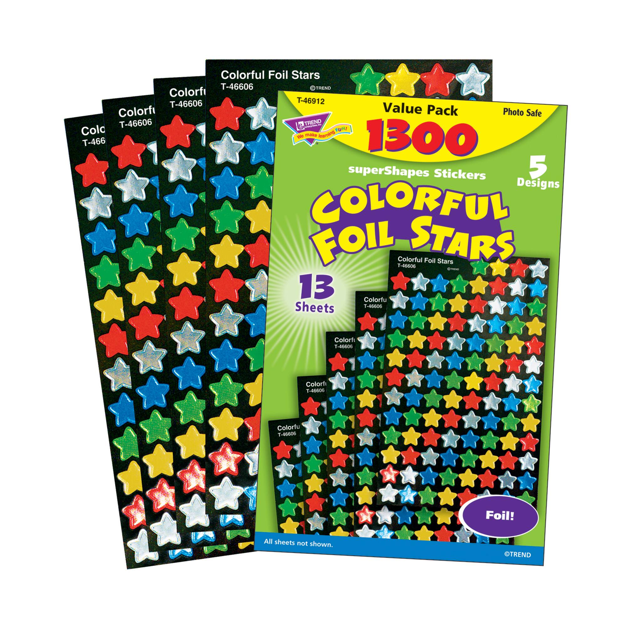 Trend Enterprises® superShapes Multicolor Foil Stars Stickers, 3 Pack Bundle